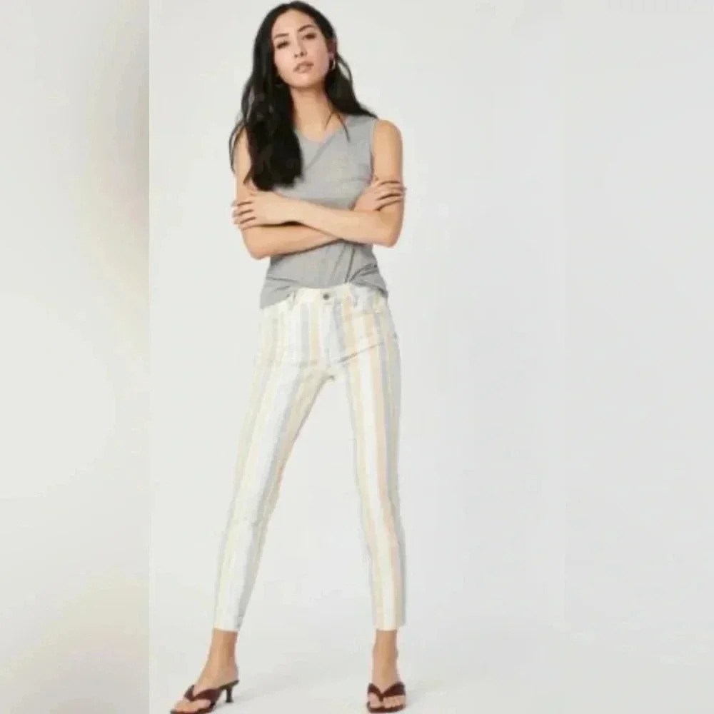 Mavi Tess Spring Stripe High Rise Skinny Jeans Size 28